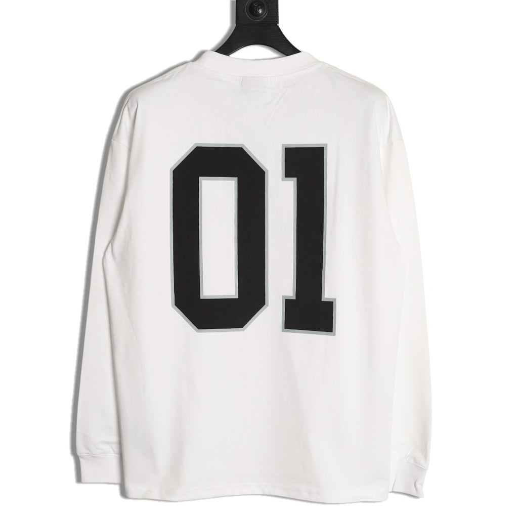 Balenciaga 01 Football-Style Long-Sleeve T-Shirt - White