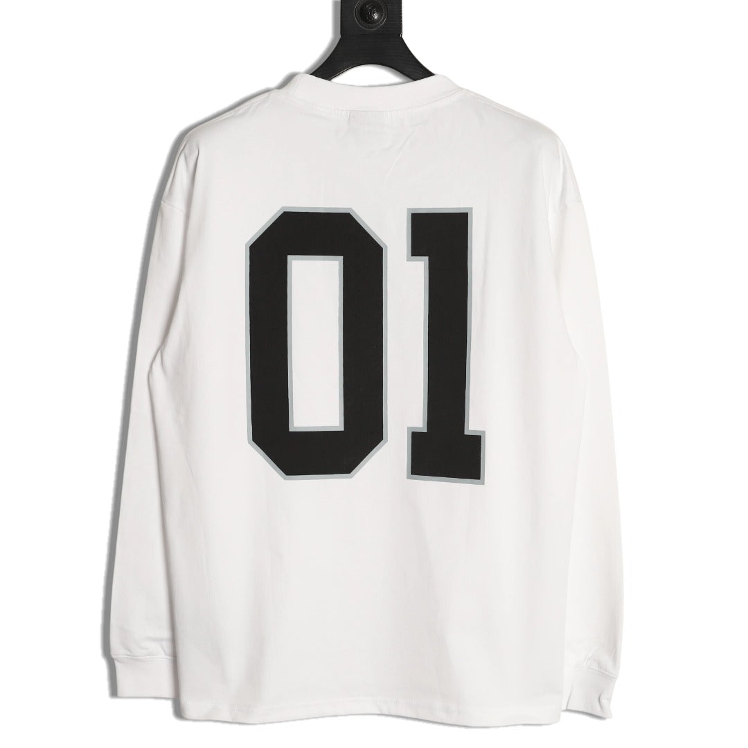 Balenciaga 01 Football-Style Long-Sleeve T-Shirt - White