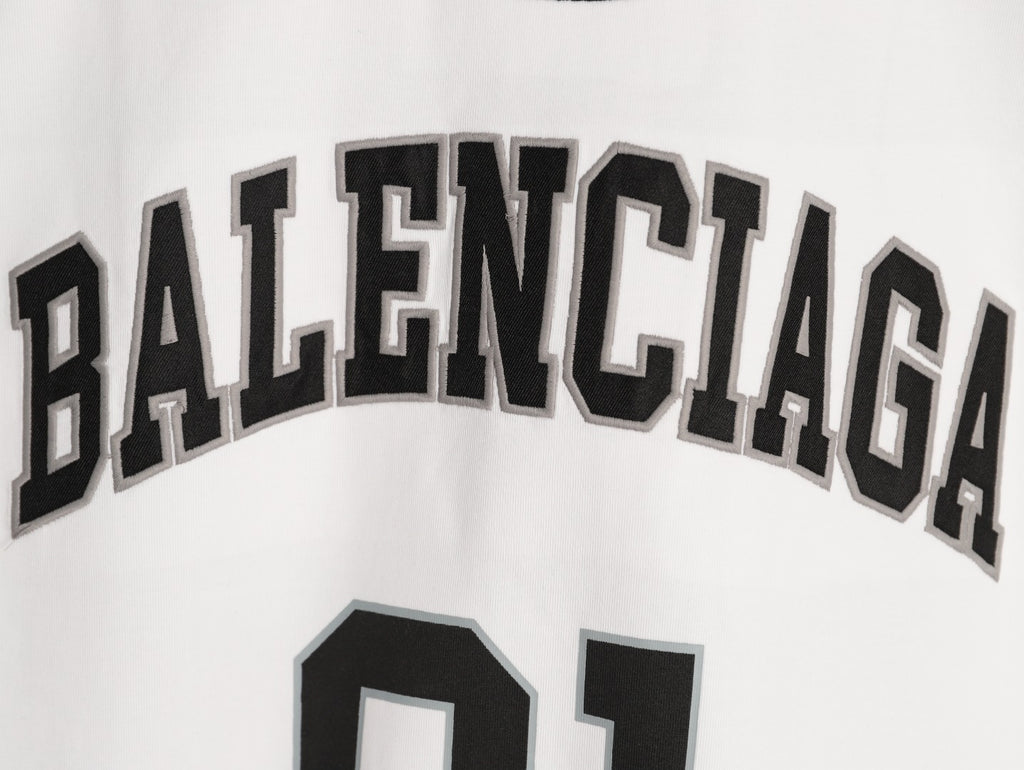 Balenciaga 01 Football-Style Long-Sleeve T-Shirt - White