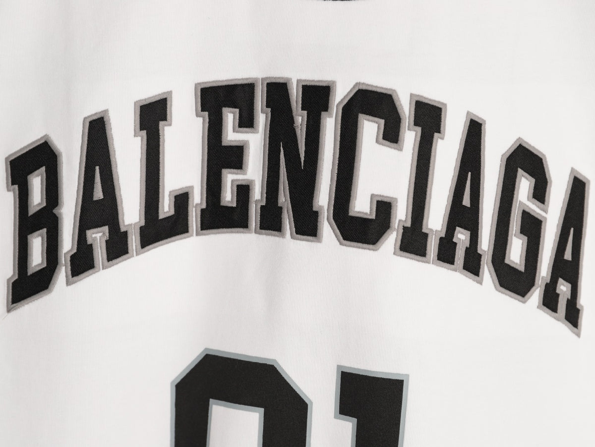 Balenciaga 01 Football-Style Long-Sleeve T-Shirt - White