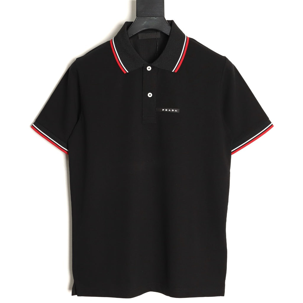 Prada Contrast-Trim Short-Sleeve Polo Shirt - Black