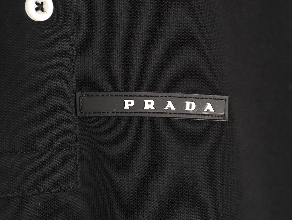 Prada Contrast-Trim Short-Sleeve Polo Shirt - Black