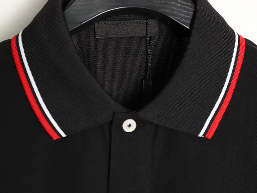 Prada Contrast-Trim Short-Sleeve Polo Shirt - Black