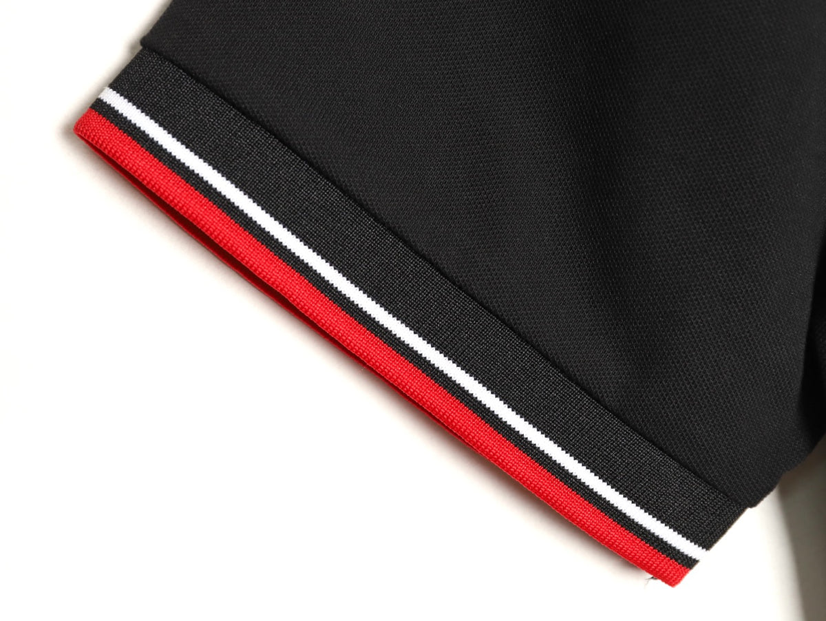 Prada Contrast-Trim Short-Sleeve Polo Shirt - Black