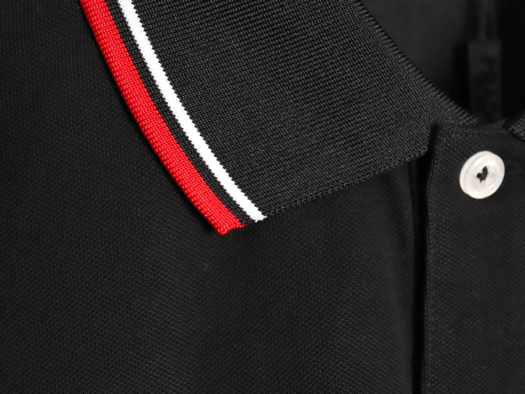 Prada Contrast-Trim Short-Sleeve Polo Shirt - Black