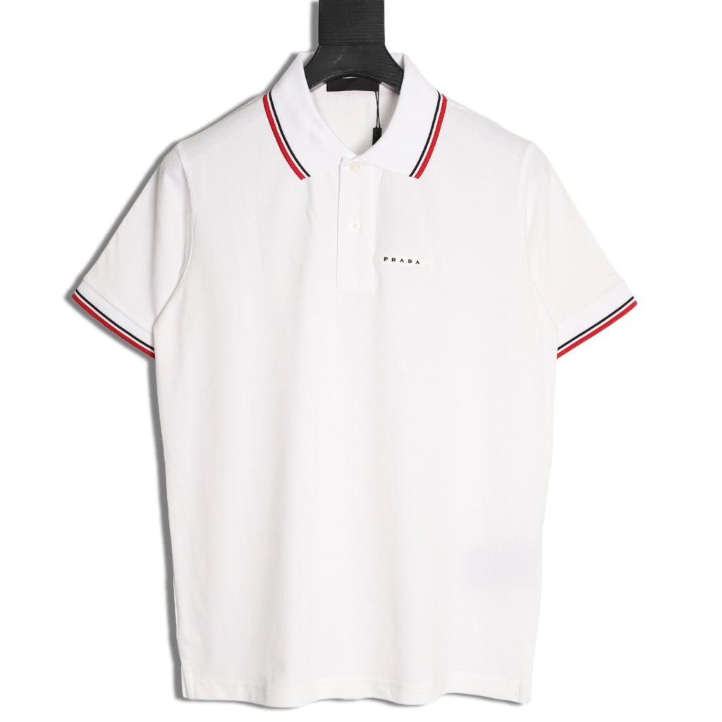 Prada Contrast-Trim Short-Sleeve Polo Shirt - White