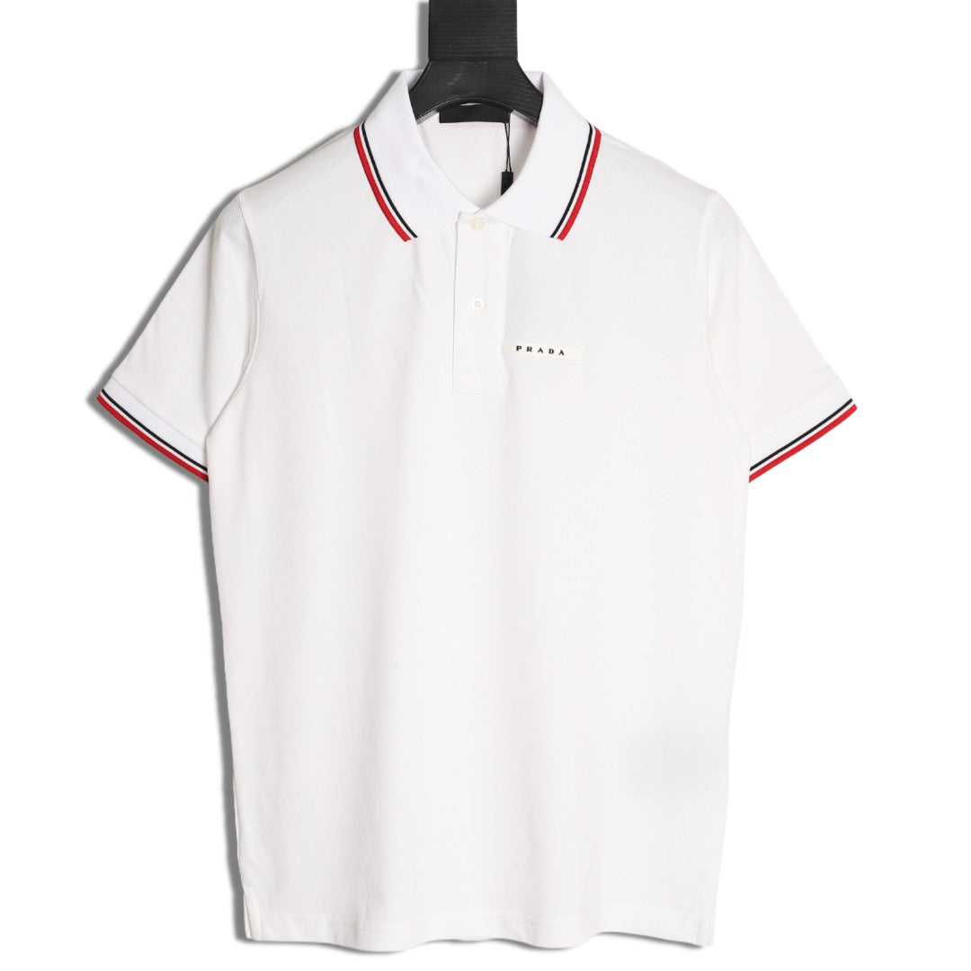 Prada Contrast-Trim Short-Sleeve Polo Shirt - White