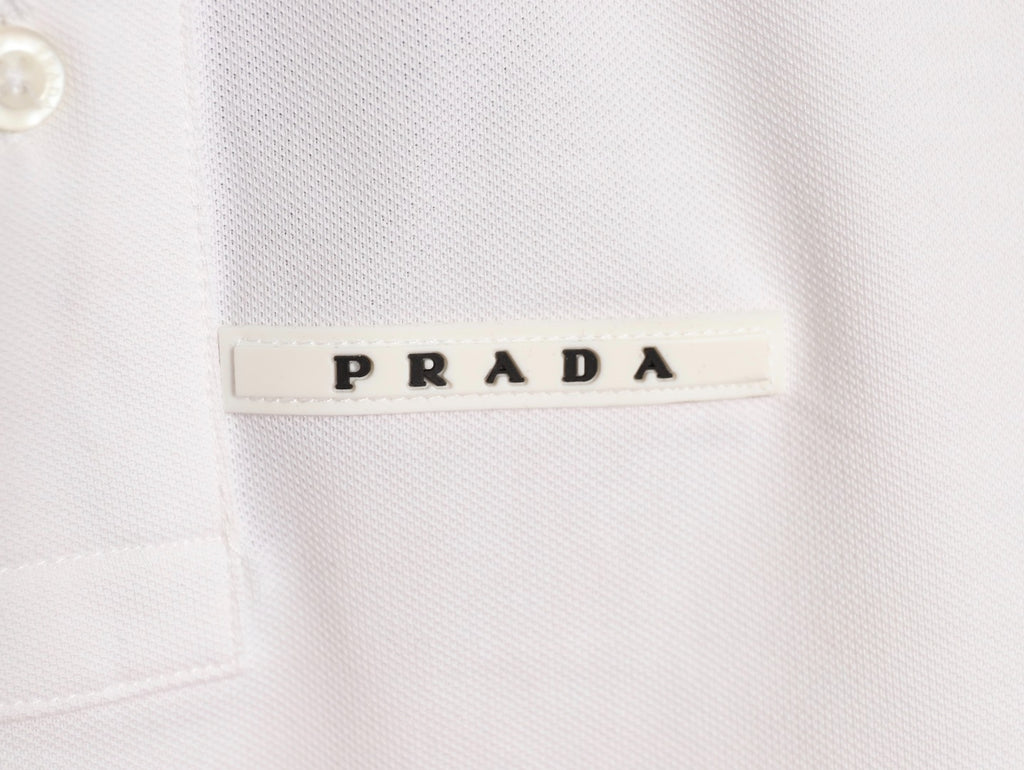 Prada Contrast-Trim Short-Sleeve Polo Shirt - White