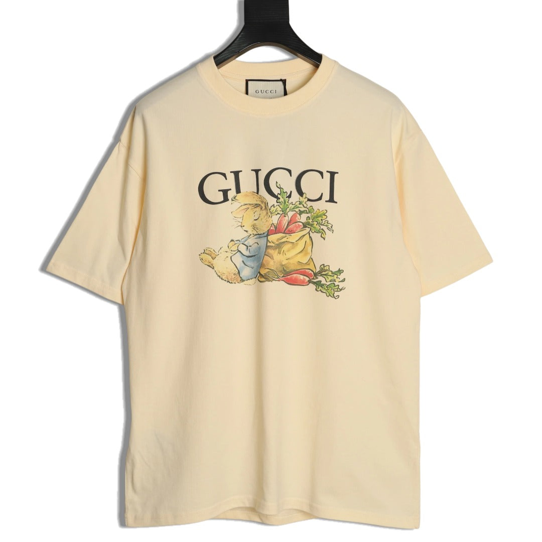 Gucci Bunny and Carrot Graphic T-Shirt - Pale Yellow