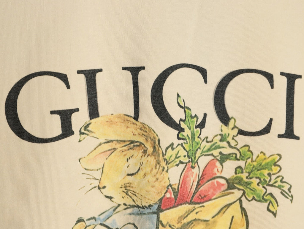 Gucci Bunny and Carrot Graphic T-Shirt - Pale Yellow