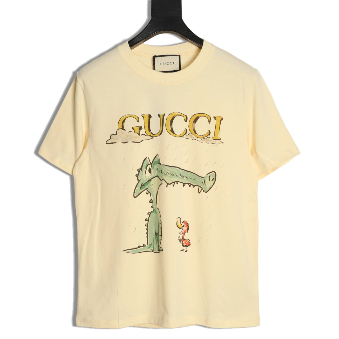 Gucci Cartoon Animal Graphic T-Shirt - Pale Yellow
