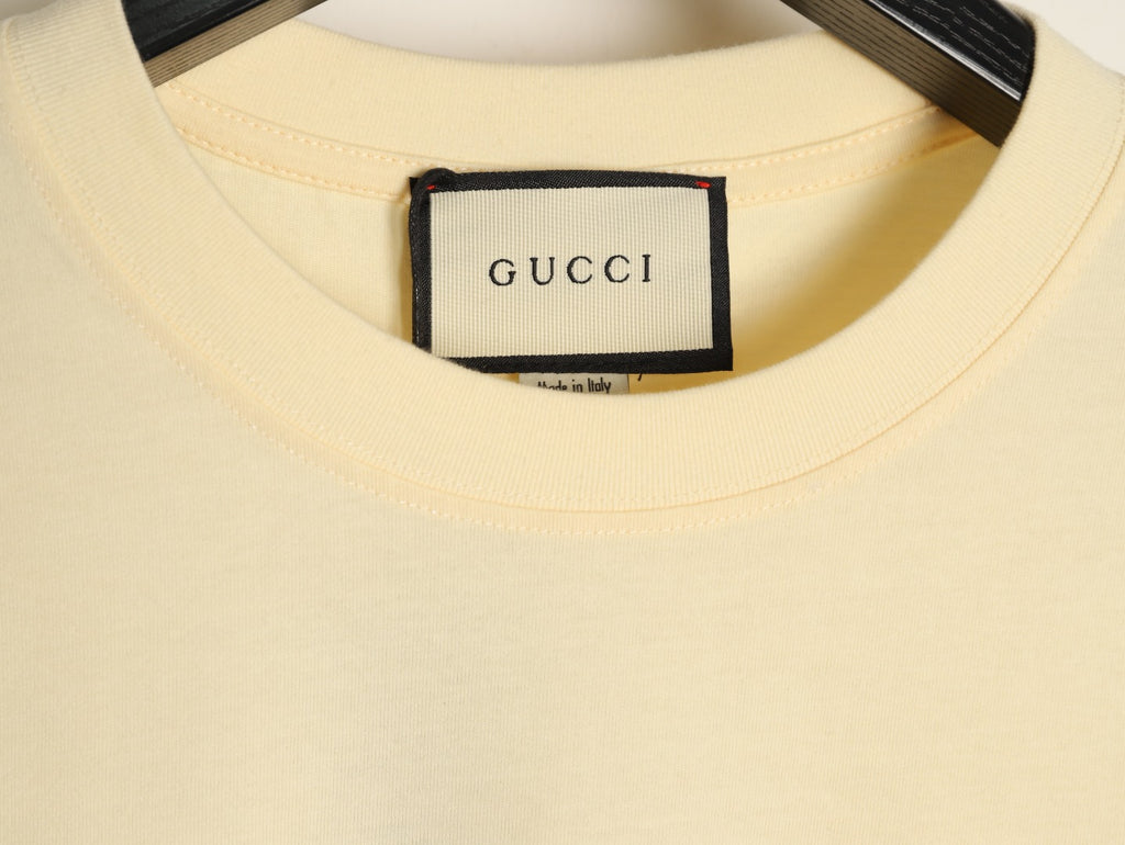 Gucci Cartoon Animal Graphic T-Shirt - Pale Yellow