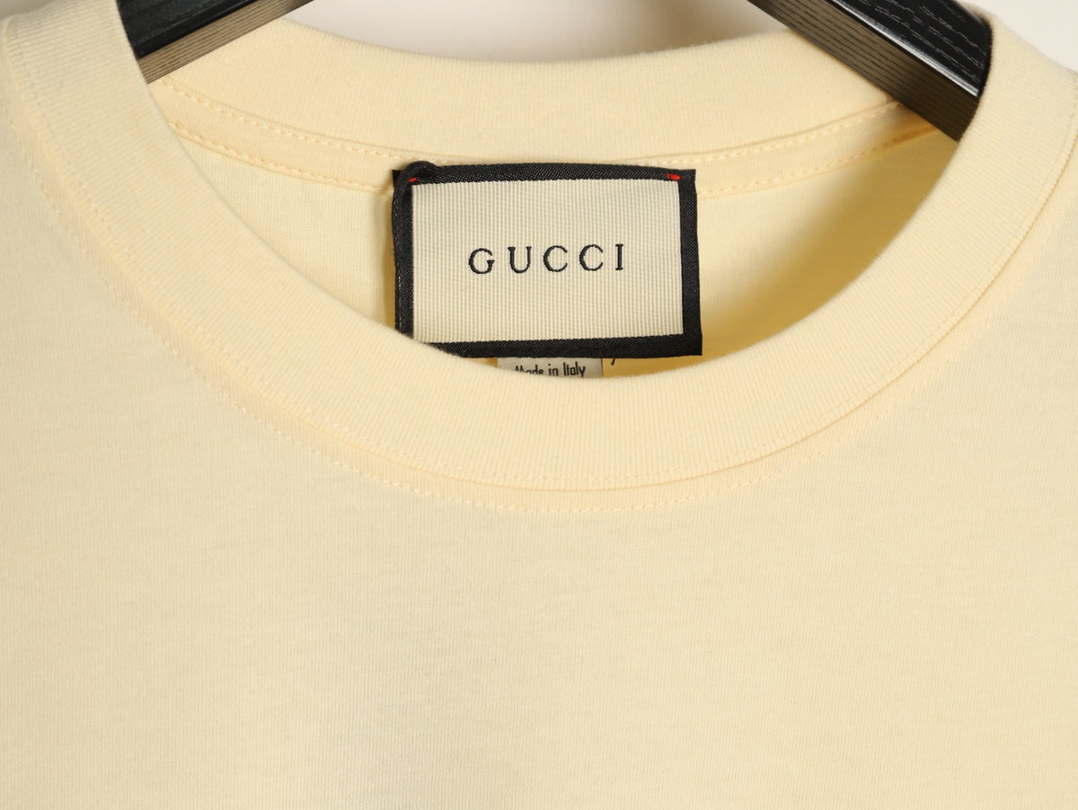 Gucci Cartoon Animal Graphic T-Shirt - Pale Yellow