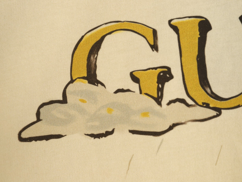 Gucci Cartoon Animal Graphic T-Shirt - Pale Yellow