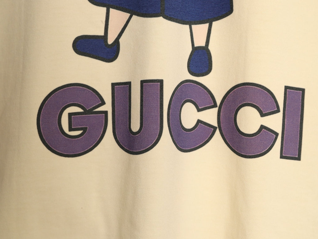 Gucci Cartoon Character Graphic T-Shirt - Pale Yellow