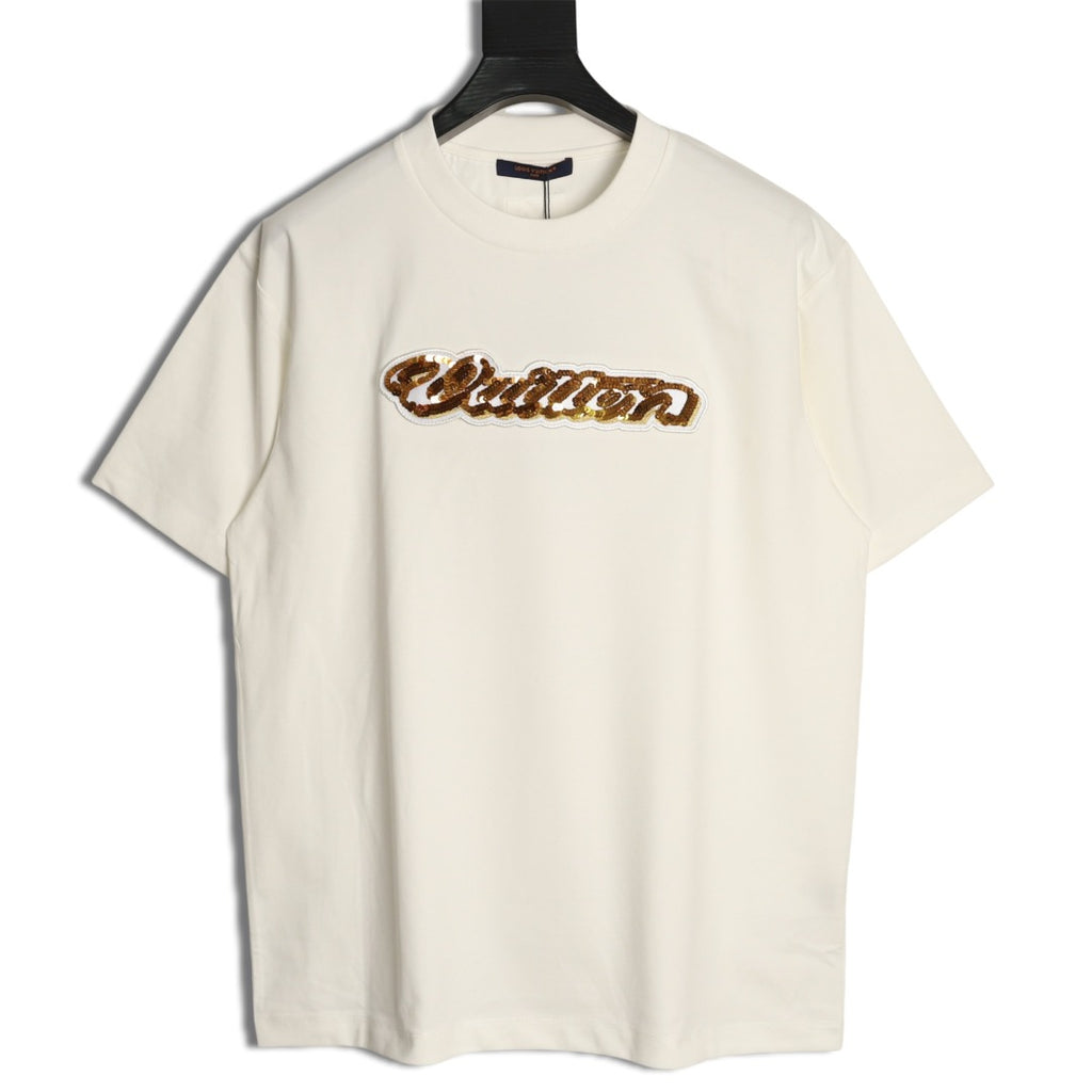 Louis Vuitton Gold-Tone Script Graphic T-Shirt - Off-White