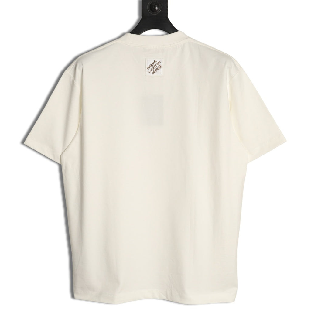Louis Vuitton Gold-Tone Script Graphic T-Shirt - Off-White