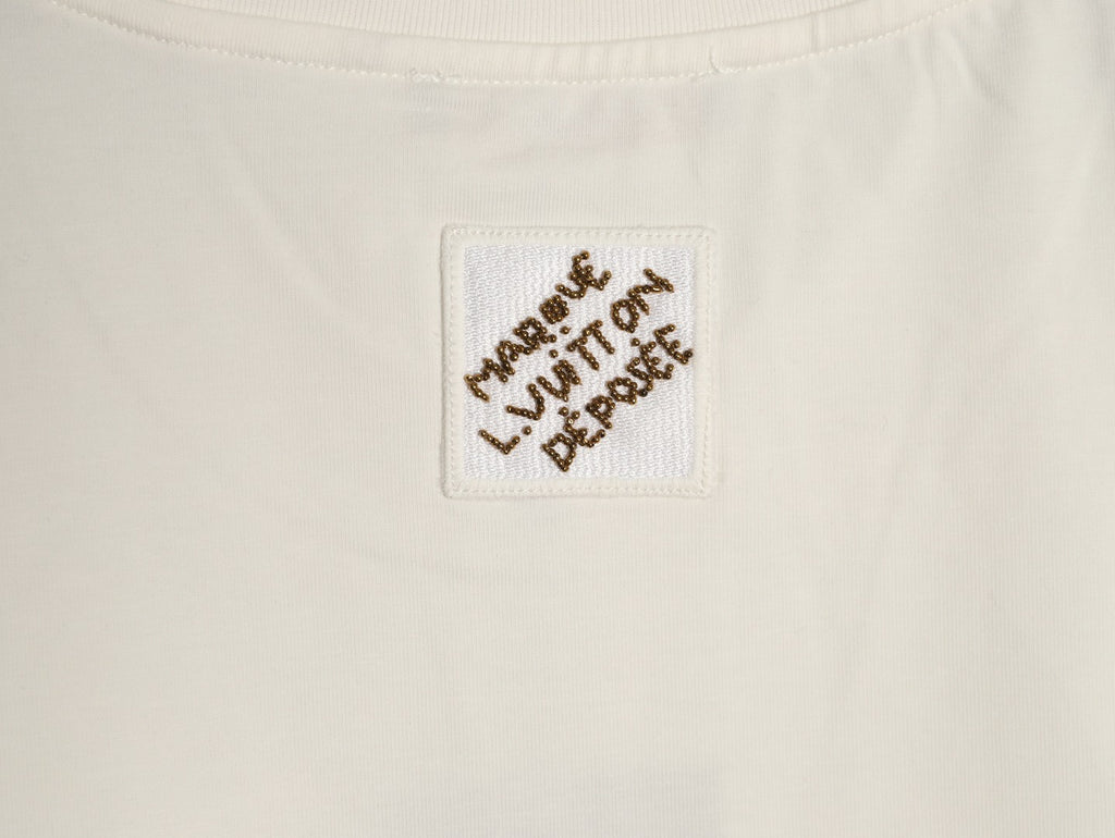 Louis Vuitton Gold-Tone Script Graphic T-Shirt - Off-White