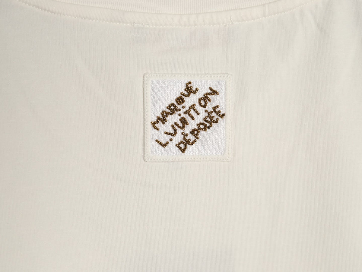 Louis Vuitton Gold-Tone Script Graphic T-Shirt - Off-White