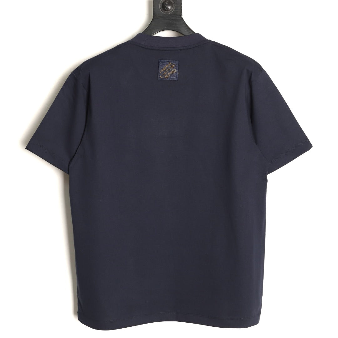Louis Vuitton Gold-Tone Script Graphic T-Shirt - Dark Navy