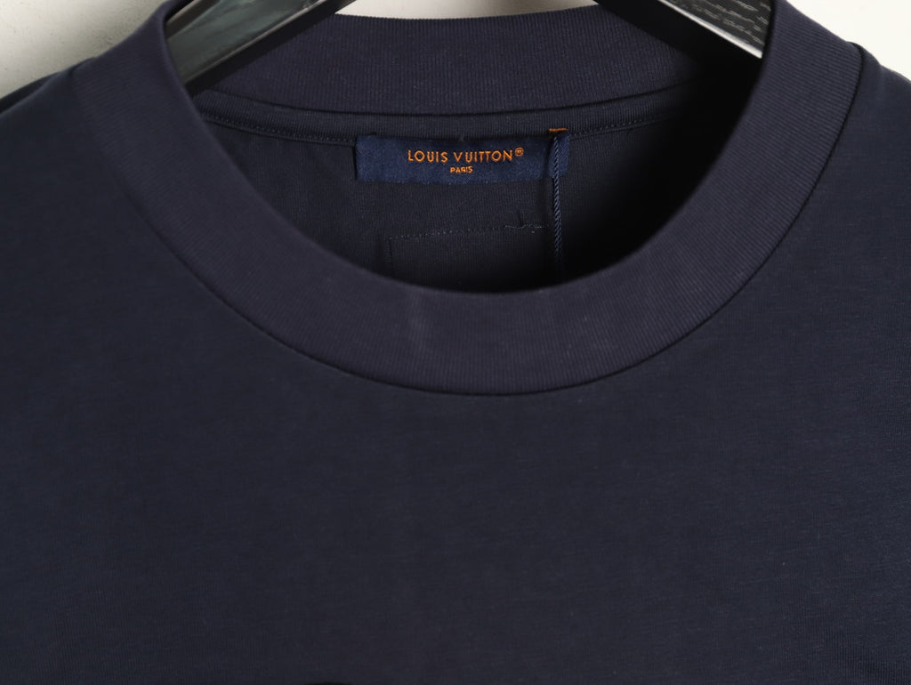 Louis Vuitton Gold-Tone Script Graphic T-Shirt - Dark Navy