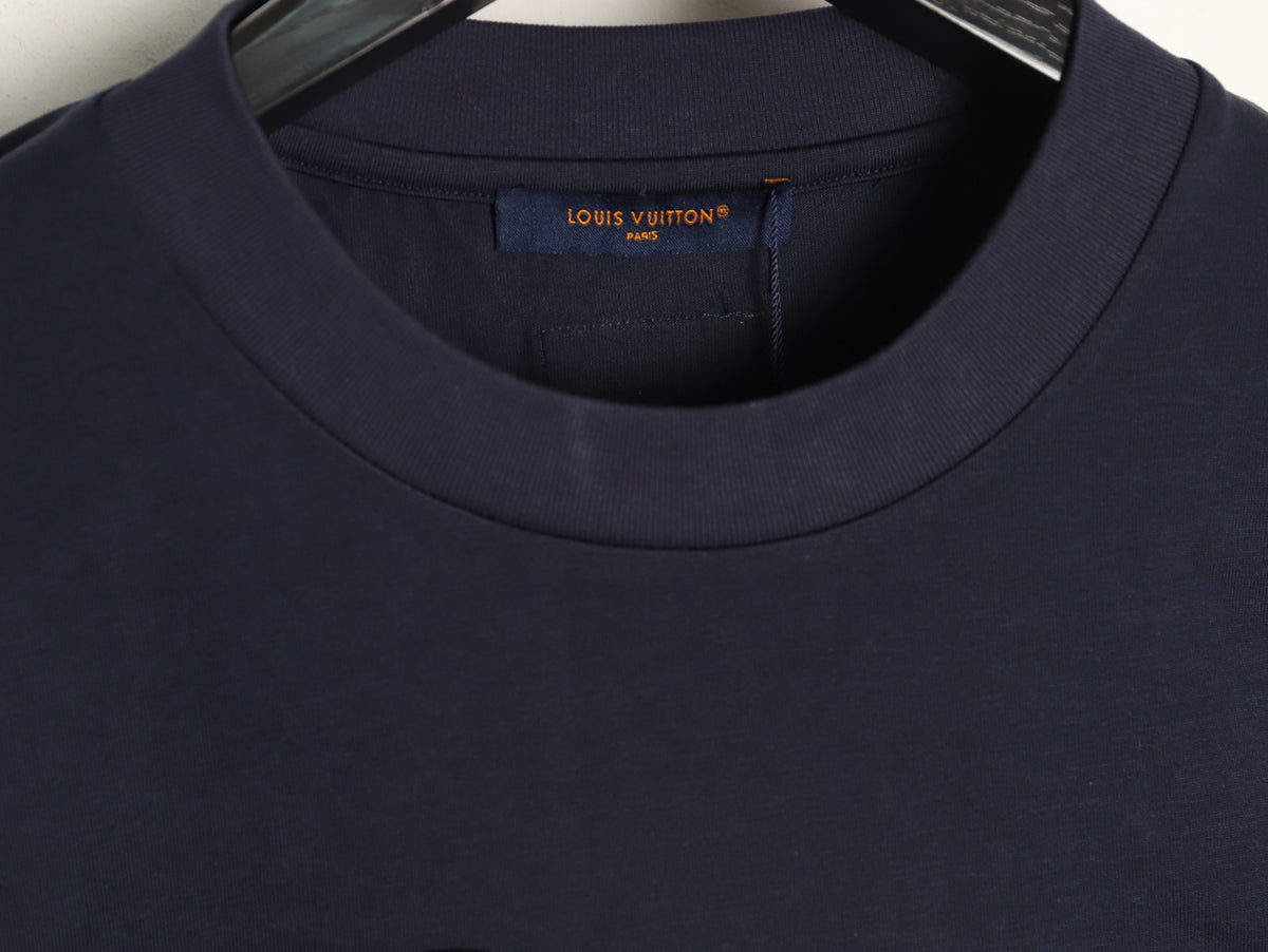 Louis Vuitton Gold-Tone Script Graphic T-Shirt - Dark Navy