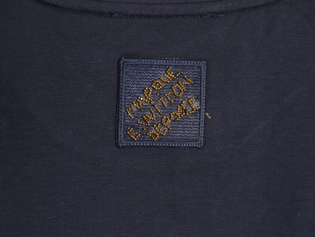 Louis Vuitton Gold-Tone Script Graphic T-Shirt - Dark Navy