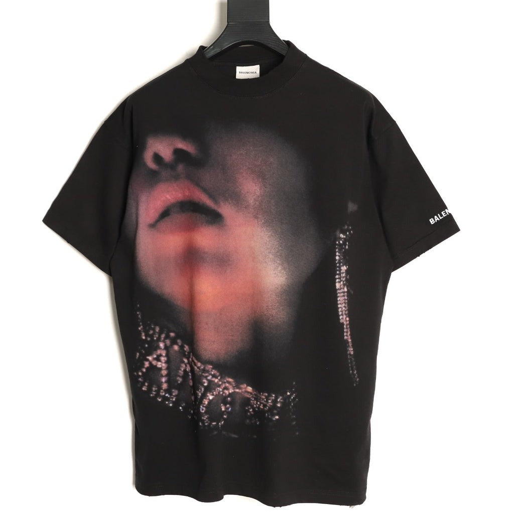 Balenciaga Look Away Portrait Graphic T-Shirt - Black