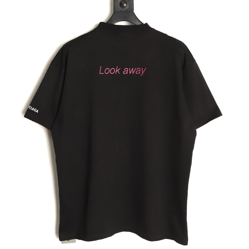 Balenciaga Look Away Portrait Graphic T-Shirt - Black