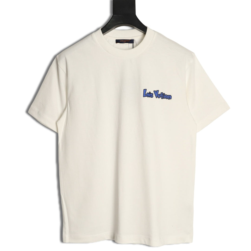 Louis Vuitton Blue-and-White Graffiti Logo T-Shirt - Off-White
