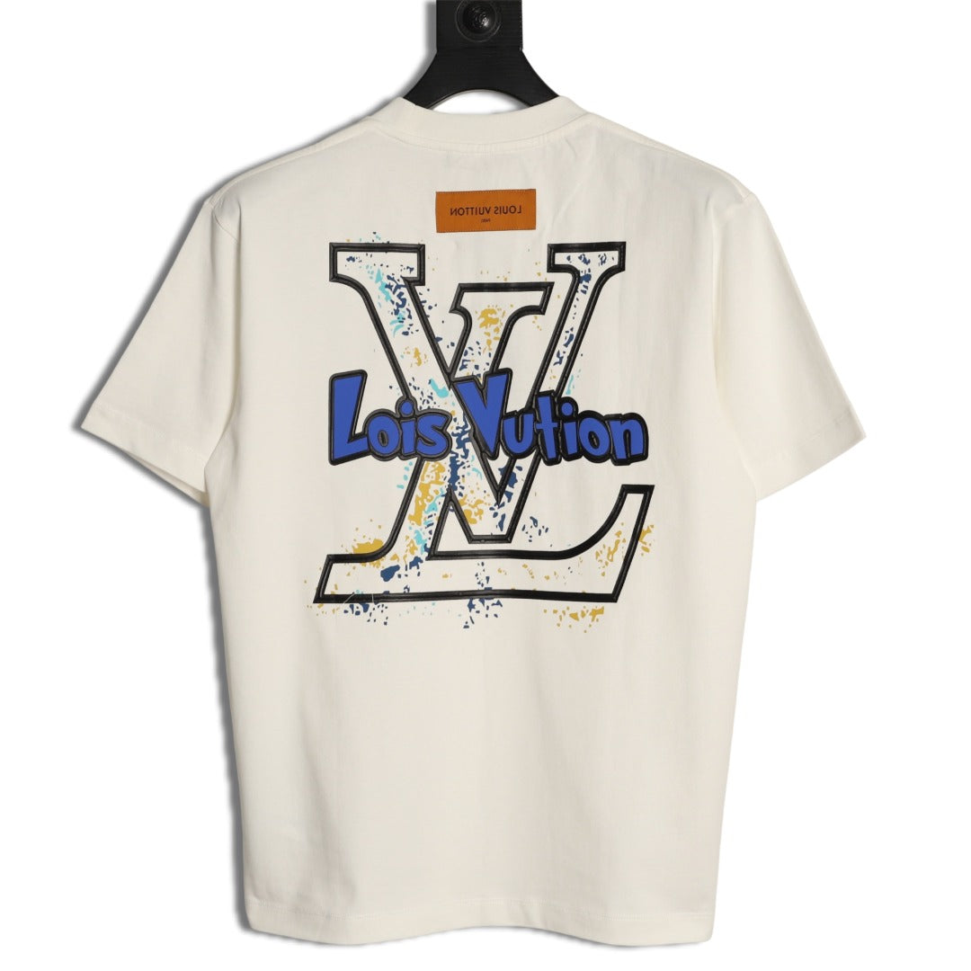 Louis Vuitton Blue-and-White Graffiti Logo T-Shirt - Off-White