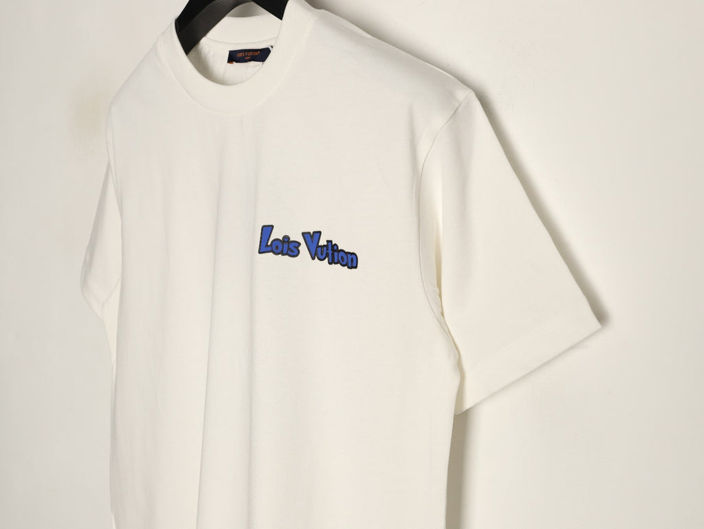 Louis Vuitton Blue-and-White Graffiti Logo T-Shirt - Off-White