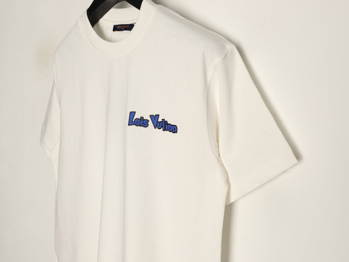 Louis Vuitton Blue-and-White Graffiti Logo T-Shirt - Off-White