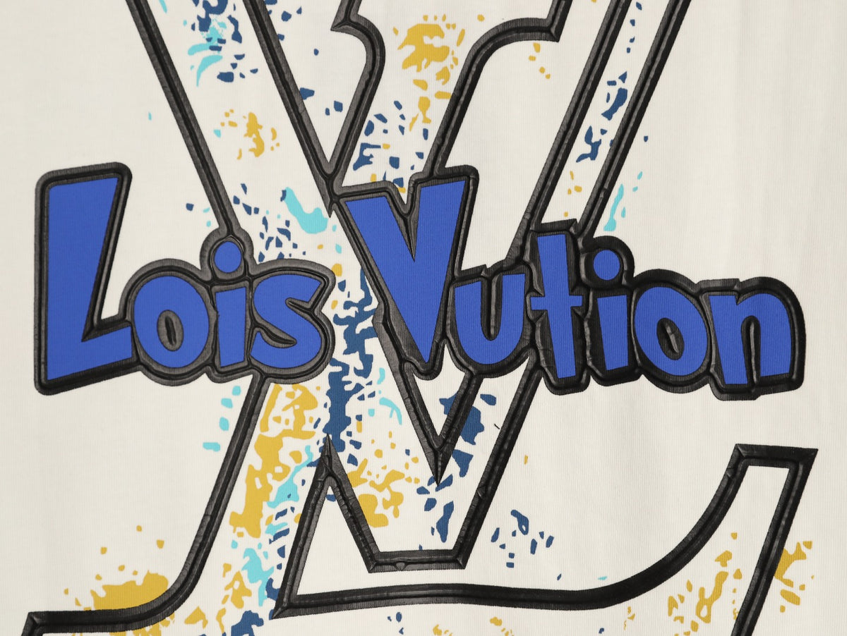 Louis Vuitton Blue-and-White Graffiti Logo T-Shirt - Off-White