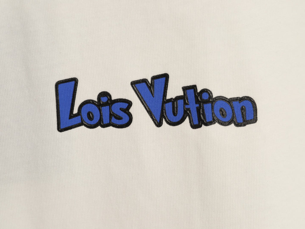 Louis Vuitton Blue-and-White Graffiti Logo T-Shirt - Off-White
