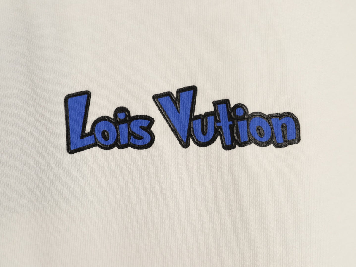 Louis Vuitton Blue-and-White Graffiti Logo T-Shirt - Off-White