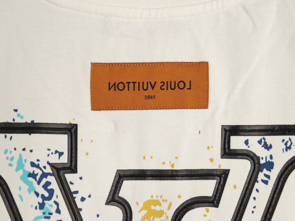 Louis Vuitton Blue-and-White Graffiti Logo T-Shirt - Off-White