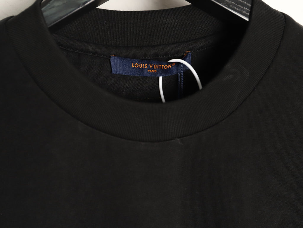 Louis Vuitton Blue-and-White Graffiti Logo T-Shirt - Black