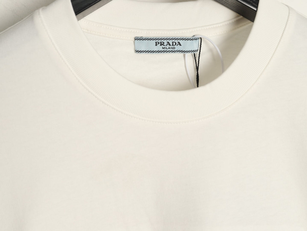 Prada Tonal Outlined Lettering T-Shirt - Off-White