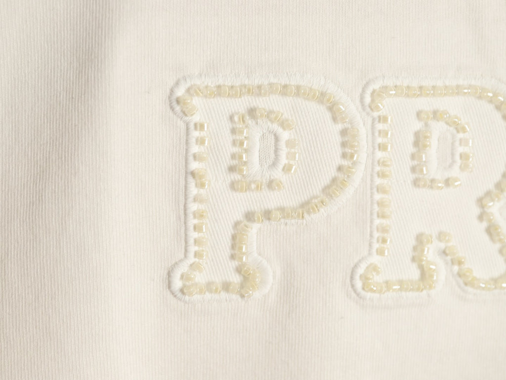 Prada Tonal Outlined Lettering T-Shirt - Off-White