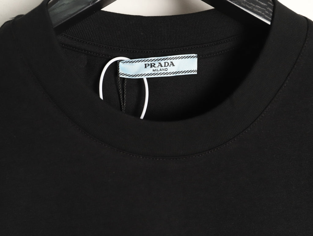 Prada Tonal Outlined Lettering T-Shirt - Black