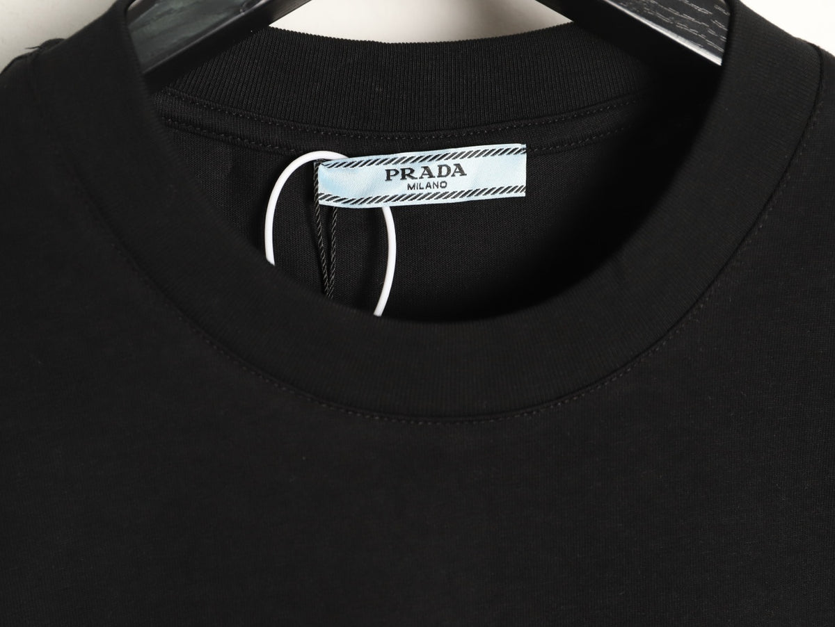 Prada Tonal Outlined Lettering T-Shirt - Black