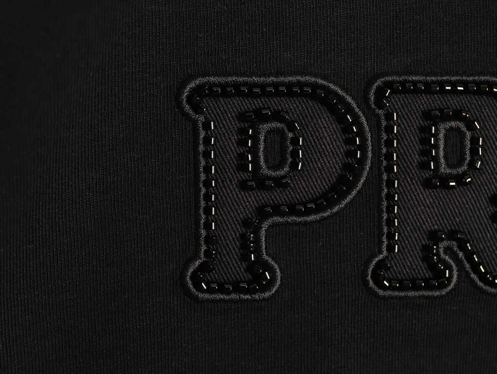 Prada Tonal Outlined Lettering T-Shirt - Black