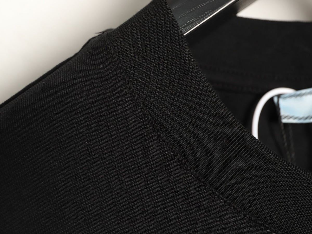 Prada Tonal Outlined Lettering T-Shirt - Black