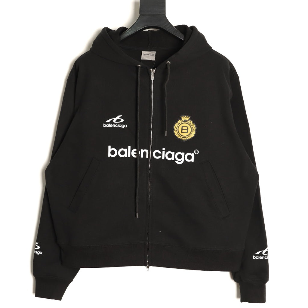 Balenciaga Soccer-Inspired Number 10 Zip Hoodie - Black