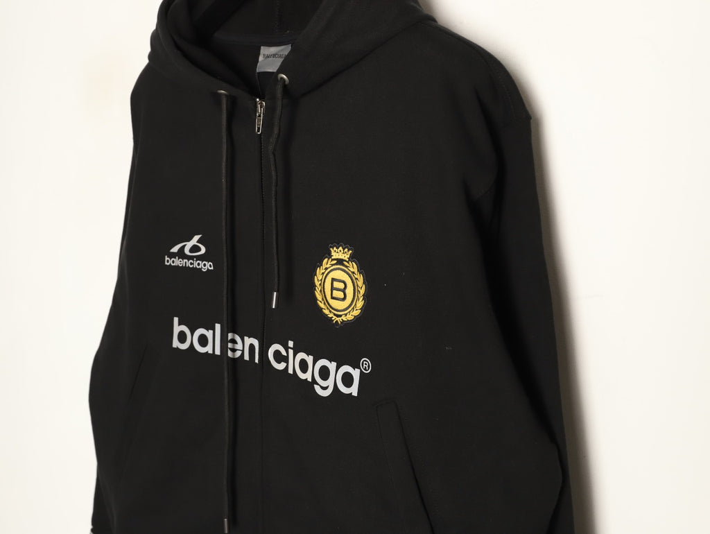 Balenciaga Soccer-Inspired Number 10 Zip Hoodie - Black
