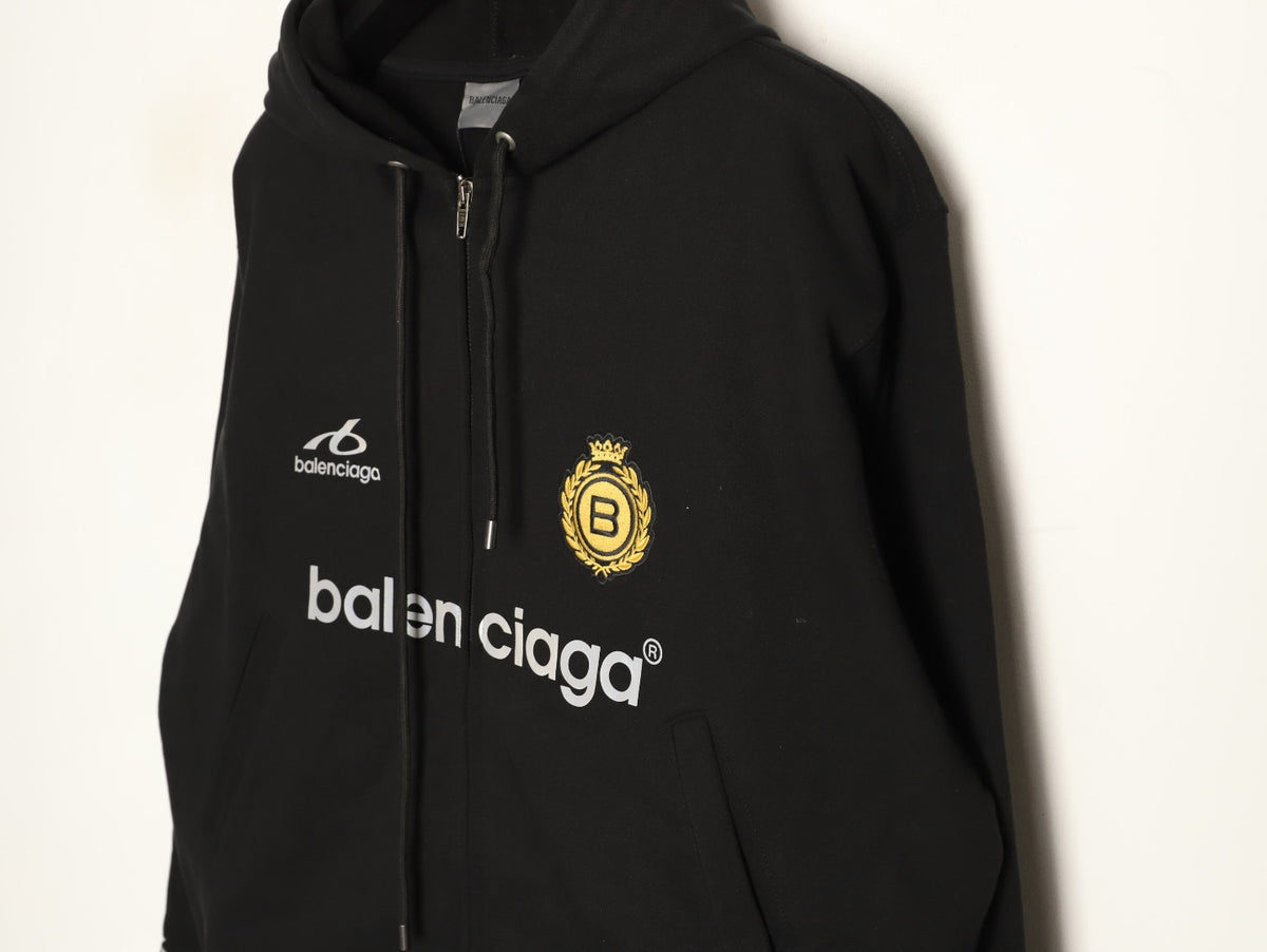 Balenciaga Soccer-Inspired Number 10 Zip Hoodie - Black