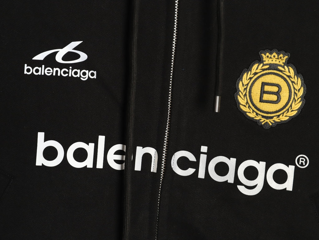 Balenciaga Soccer-Inspired Number 10 Zip Hoodie - Black