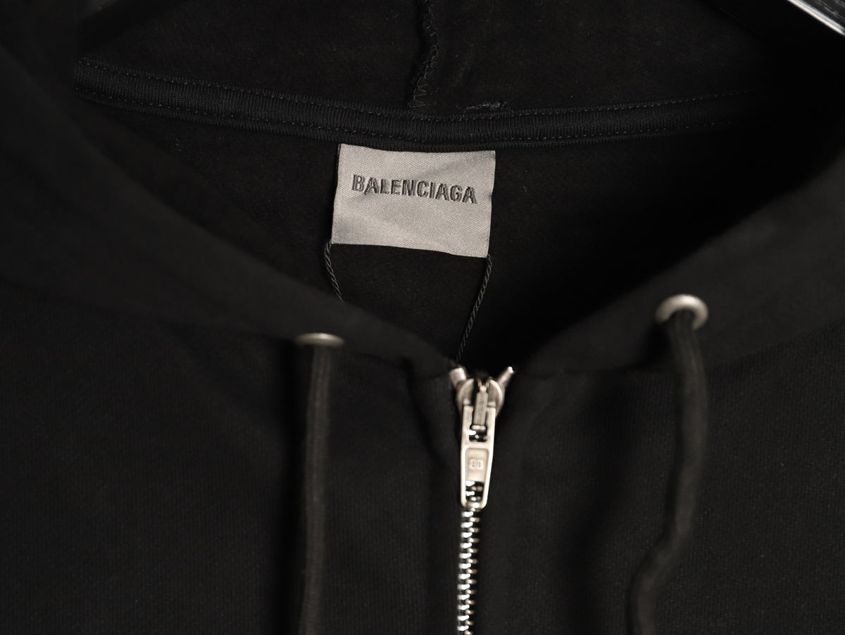 Balenciaga Soccer-Inspired Number 10 Zip Hoodie - Black