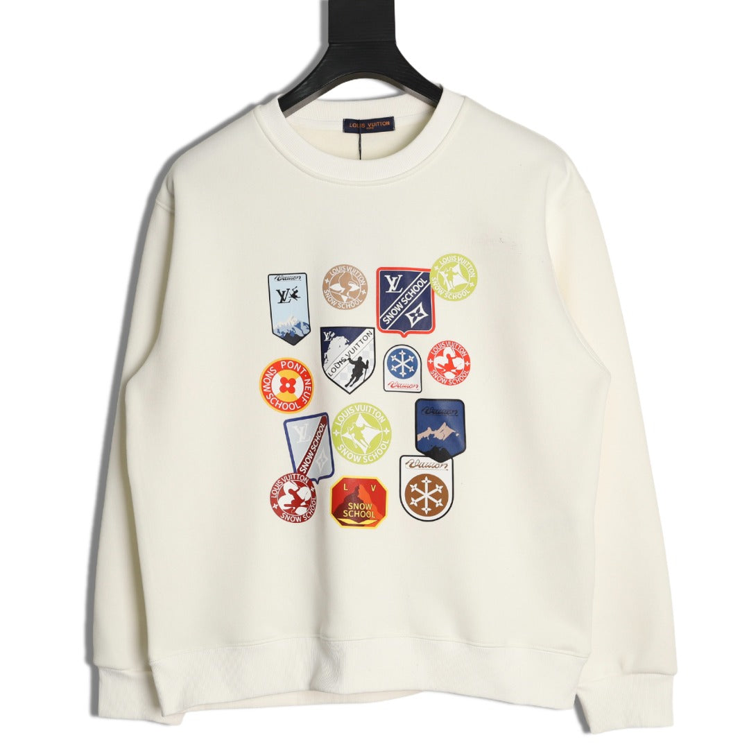 Louis Vuitton Multicolor Badge Graphic Crewneck Sweatshirt - Off-White